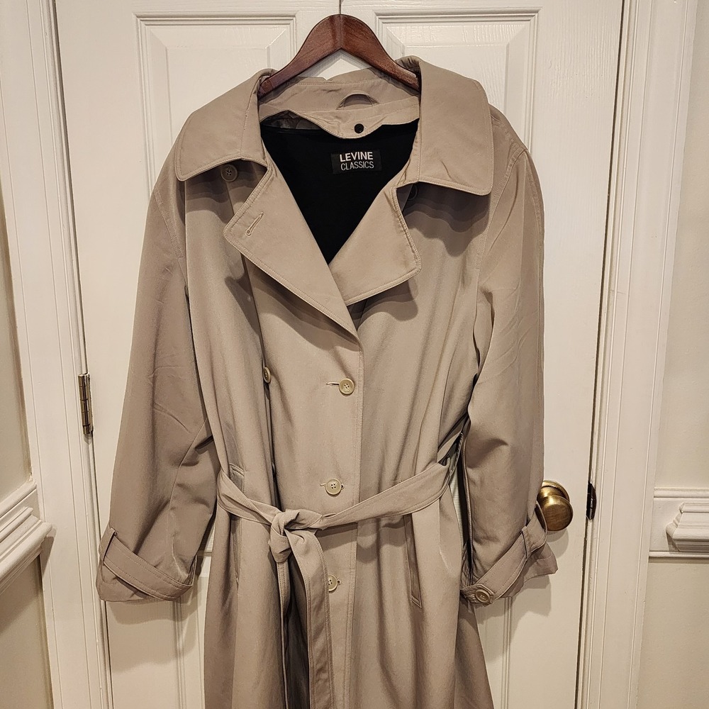 Larry Levine Lined Trench Coat Size 24W Polished Look Beauty Classic